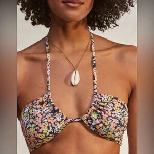 Roxy Printed Beach Classics Triangle Bikini Swim Top Women’s Large Colorful NWT‎